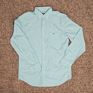 Vineyard Vines Green and White Gingham Long sleeve Dress Shirt